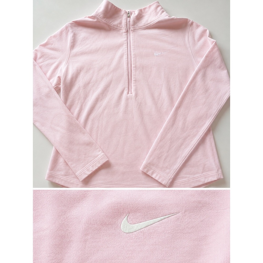 Nike Pro Dri-FIT Womens Quarter Zip Pullover Light Pink Athletic Top Size M